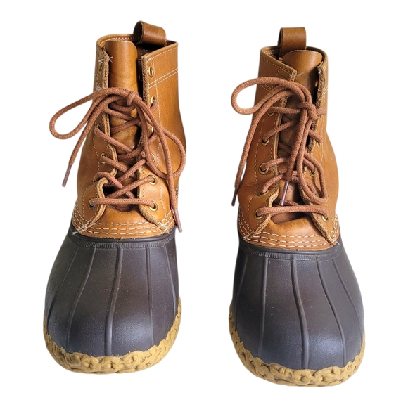 LL Bean Duck Boots Lace Up Brown Womens 10 Mens 8 - Picture 1 of 9